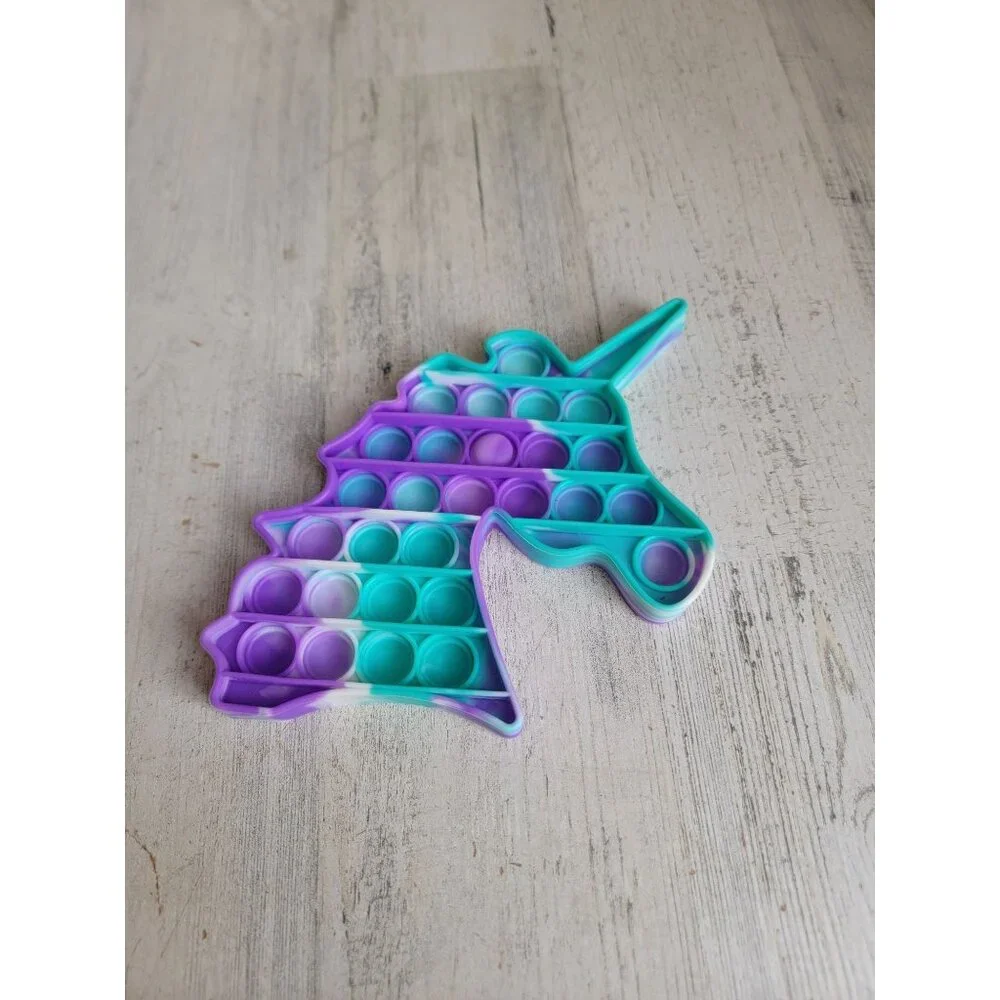 Unicorn pop it purple blue silicone toy figure fidget‎